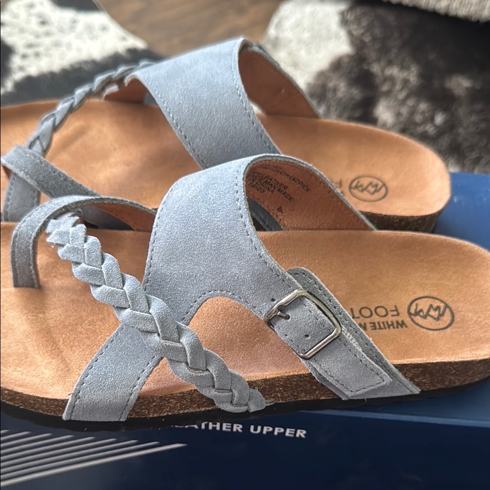 White Mountain Braided Blue Sandals - Picture 4 of 6